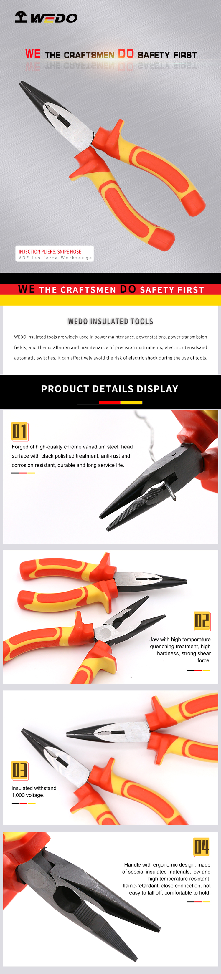 Insulated Needle Nose Pliers IN502(图1)